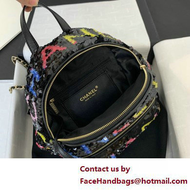 Chanel Sequins  &  Silver-Tone Metal Mini Backpack Bag AS4662 Black, Yellow, Pink  &  Blue 2025